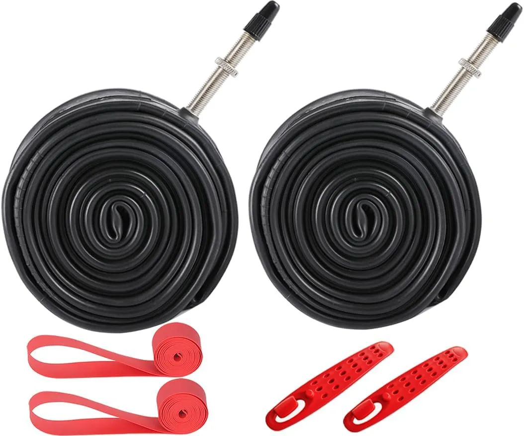 2-Pack 29x1.9/1.95/2.0/2.125/2.3 Bike Inner Tubes Presta Valve 48MM Plus 2 Bike Tire Strips 29" Bicycle Tubes Compatible with 29x1.9 29x1.95 29x2.0 29x2.125 29er Bike Tire Tubes