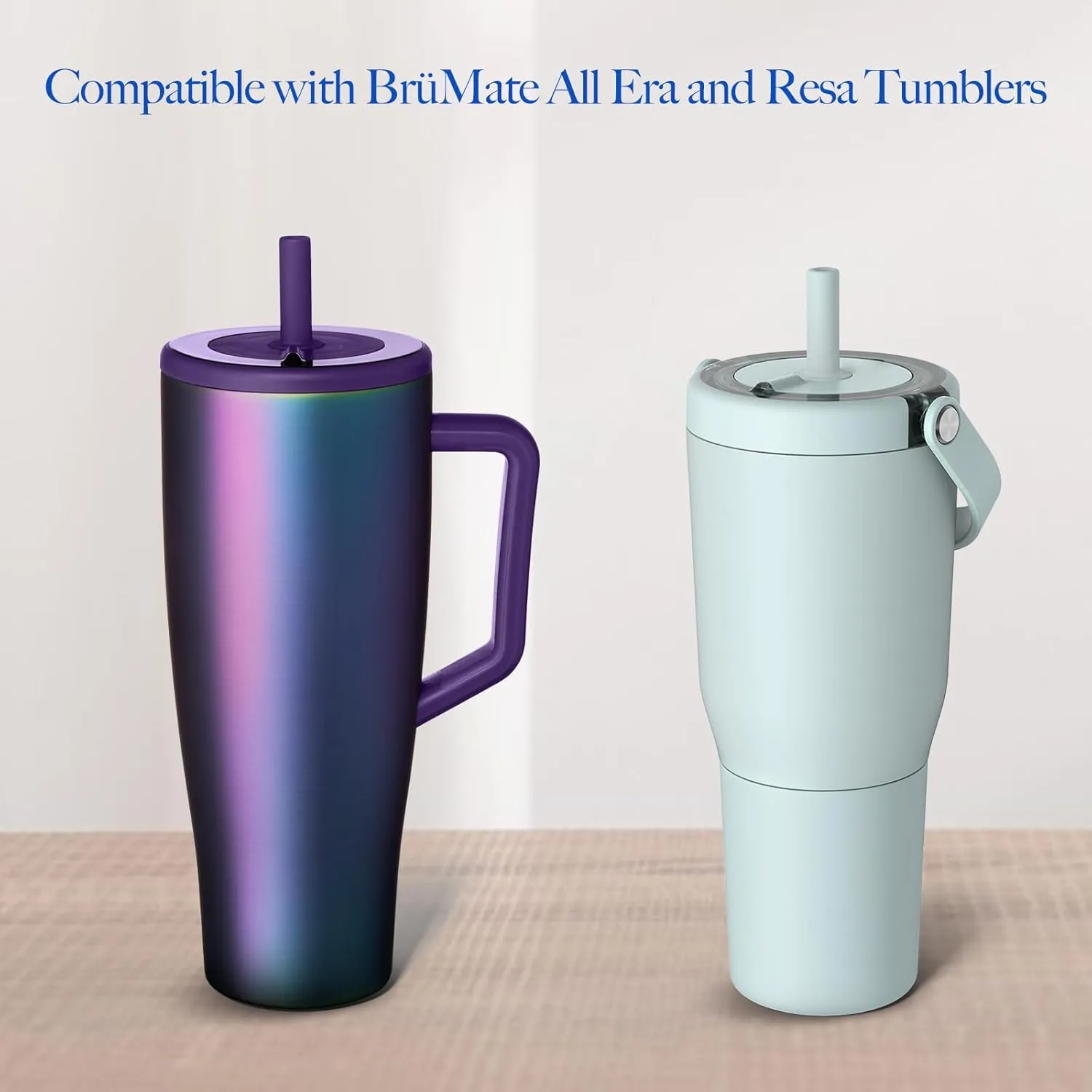 2 Pack Magnetic Straw Caps Compatible with BrMate All Era and Resa Tumblers, Silicone Straw Caps Toppers Compatible with Brumate Accessories, Covers Protectors BPA Free (Purple)