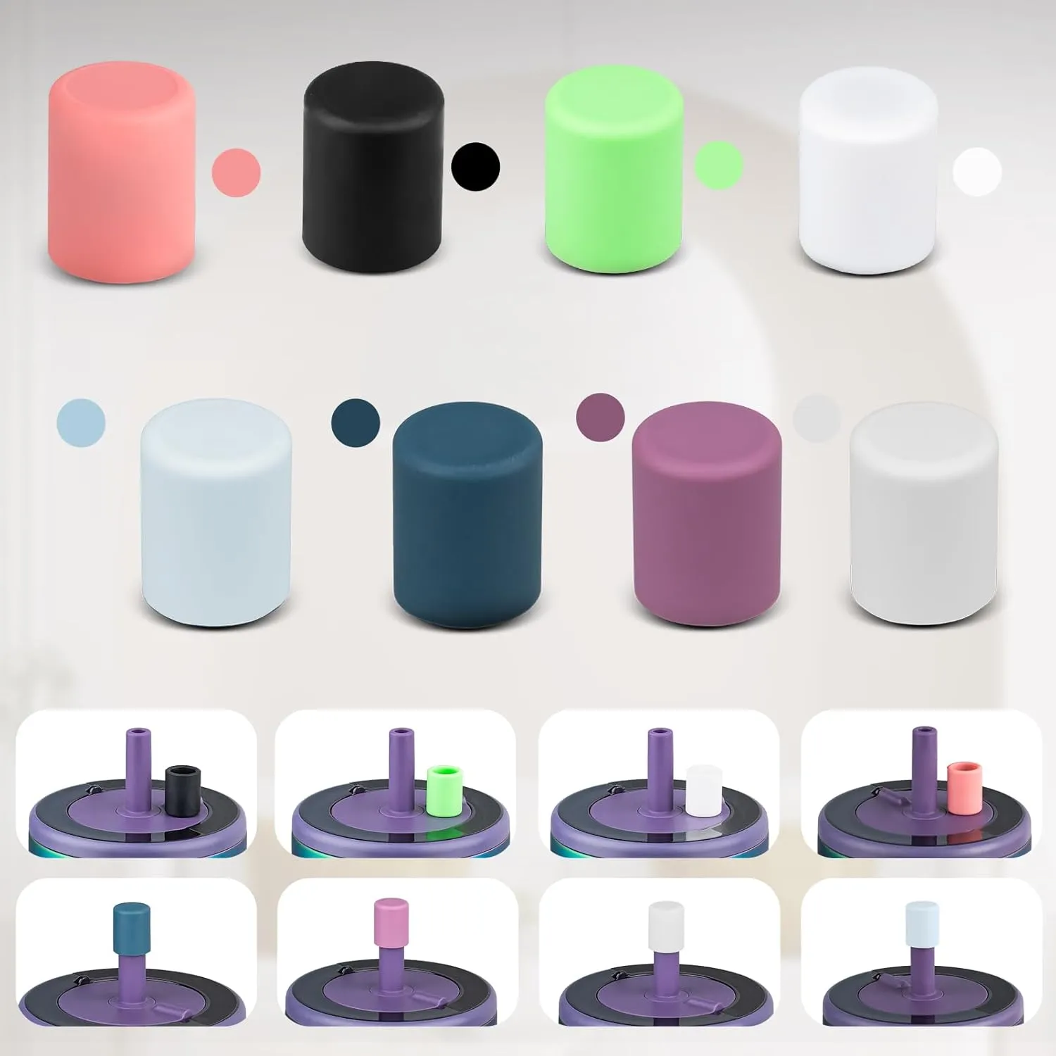 2 Pack Magnetic Straw Caps Compatible with BrMate All Era and Resa Tumblers, Silicone Straw Caps Toppers Compatible with Brumate Accessories, Covers Protectors BPA Free (Purple)