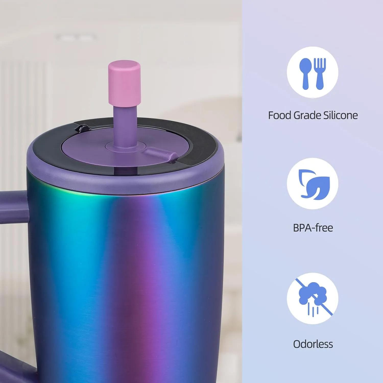2 Pack Magnetic Straw Caps Compatible with BrMate All Era and Resa Tumblers, Silicone Straw Caps Toppers Compatible with Brumate Accessories, Covers Protectors BPA Free (Purple)