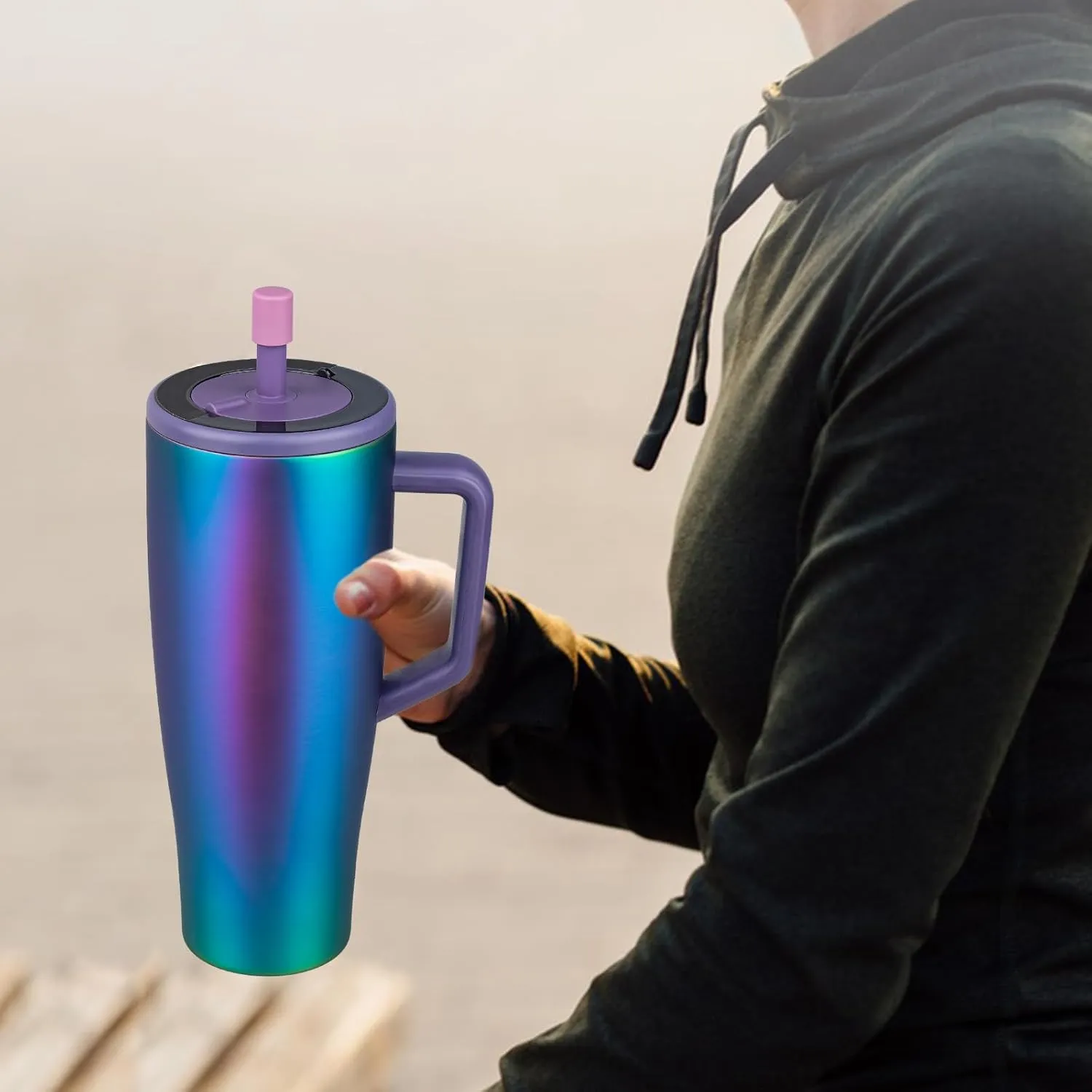 2 Pack Magnetic Straw Caps Compatible with BrMate All Era and Resa Tumblers, Silicone Straw Caps Toppers Compatible with Brumate Accessories, Covers Protectors BPA Free (Purple)
