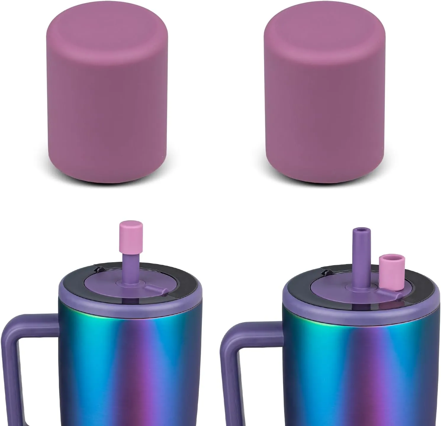 2 Pack Magnetic Straw Caps Compatible with BrMate All Era and Resa Tumblers, Silicone Straw Caps Toppers Compatible with Brumate Accessories, Covers Protectors BPA Free (Purple)