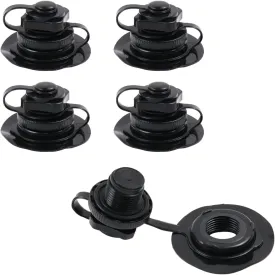 5 Pcs Air Valve Inflatable Boat Spiral Air Plugs Air Mattress Plugs Boston Valve for Rubber Dinghy Raft Kayak Pool Boat Airbeds- Black