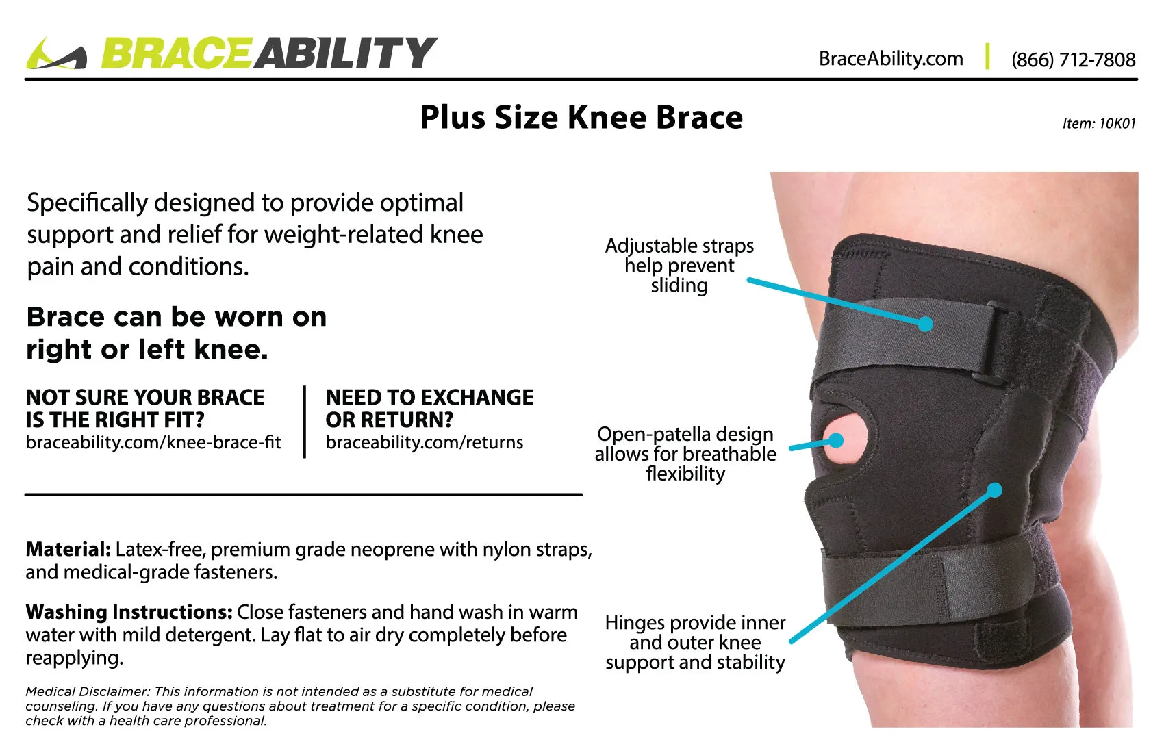 Bariatric Plus Size Hinged Knee Brace | Wraparound Meniscus & Joint Support with Stability Straps