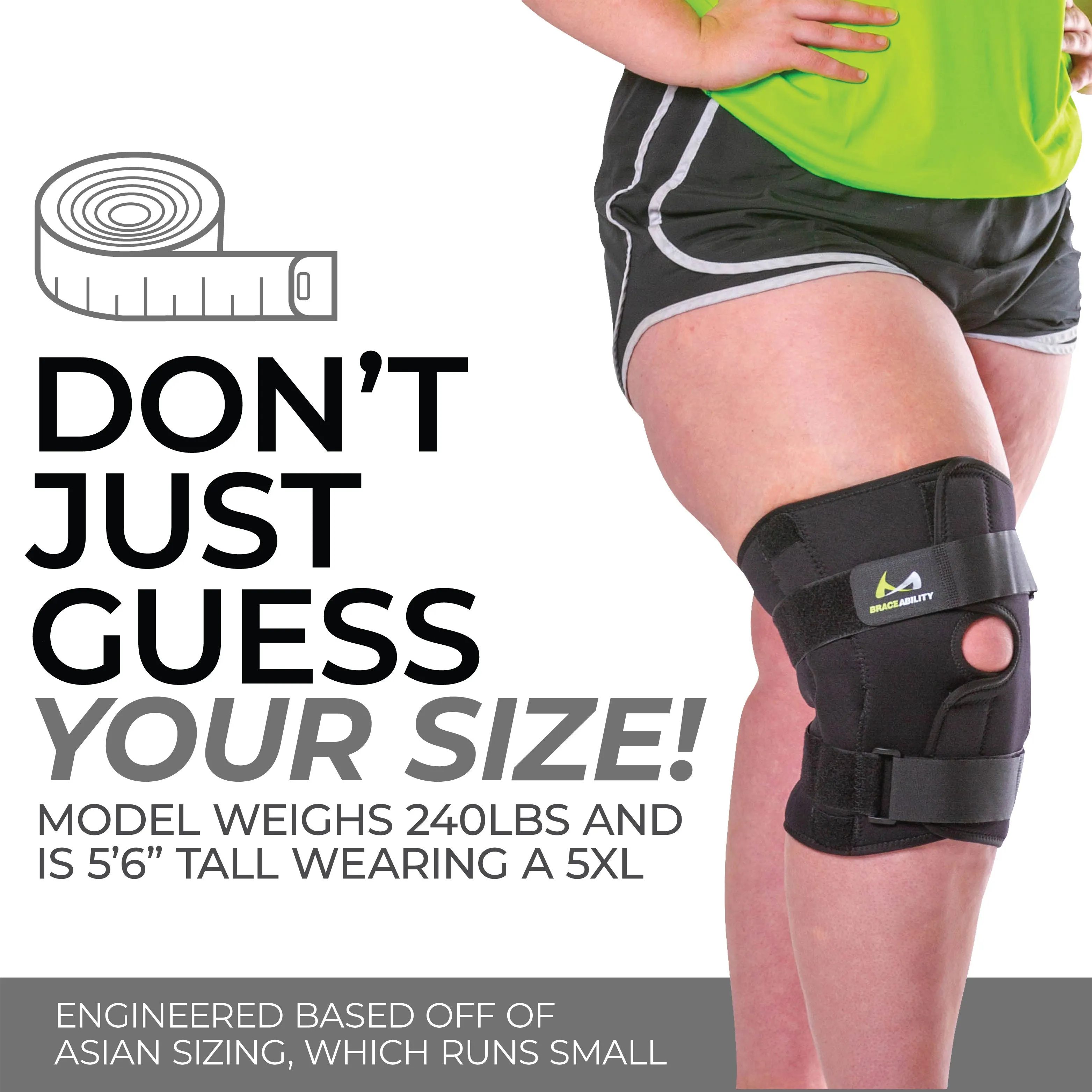 Bariatric Plus Size Hinged Knee Brace | Wraparound Meniscus & Joint Support with Stability Straps