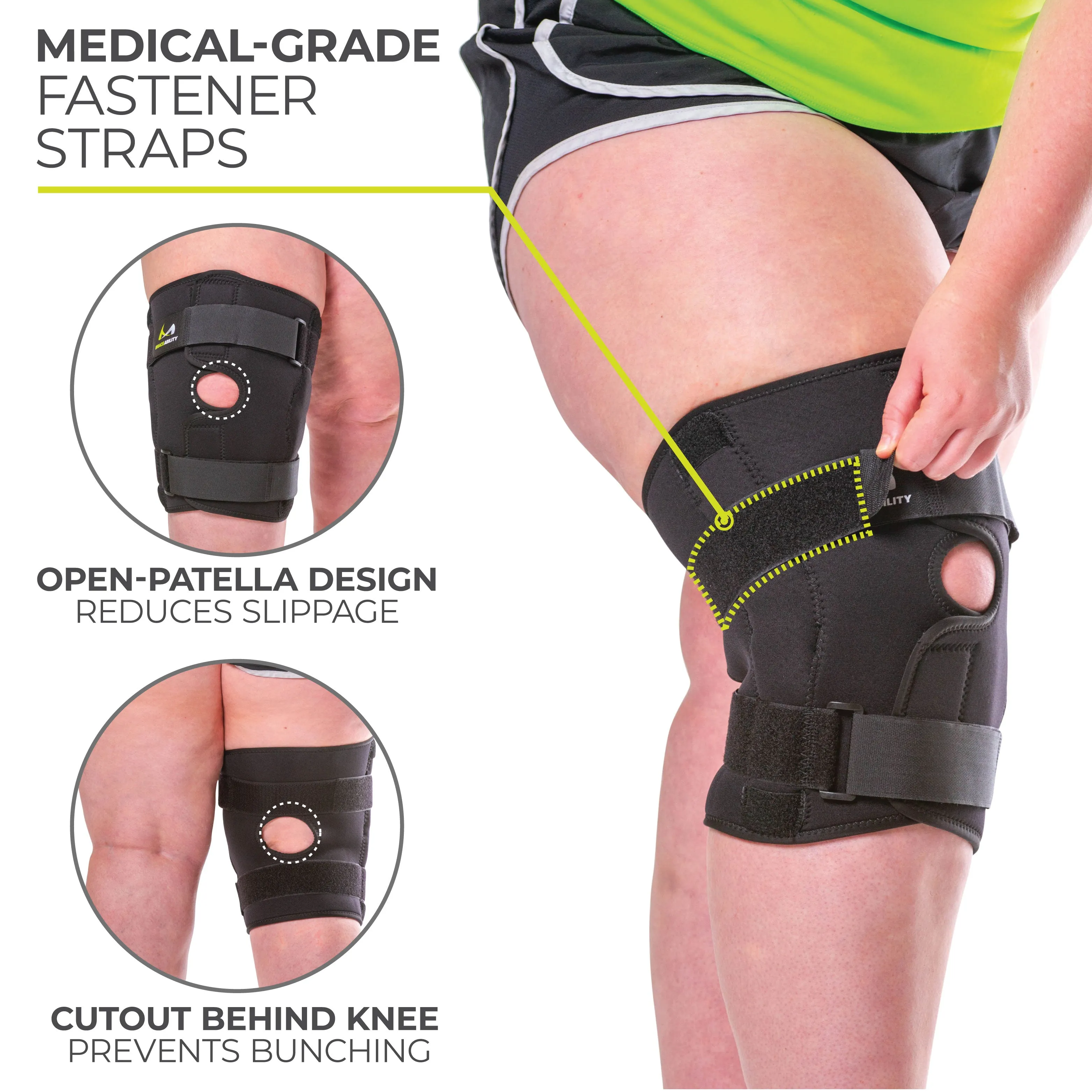 Bariatric Plus Size Hinged Knee Brace | Wraparound Meniscus & Joint Support with Stability Straps