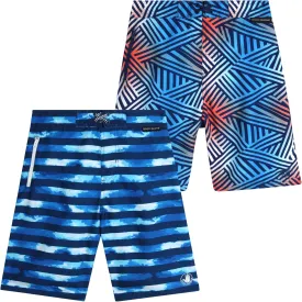 Body Glove Boys Swim Trunks - 2 Pack UPF 50  Quick Dry Board Shorts Bathing Suit Kids Swimwear with Pockets (Sizes: 8-18)