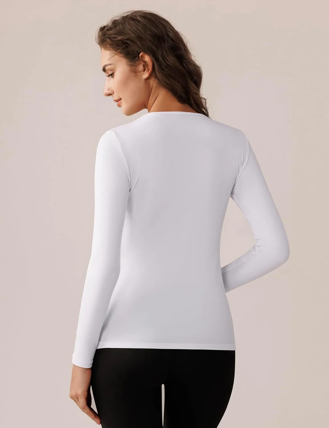 Bonneuitbebe Women's 2 Pack Long Sleeve Thermal Shirts Soft Crewneck Undershirt Tops Lightweight Base Layer Cold Weather