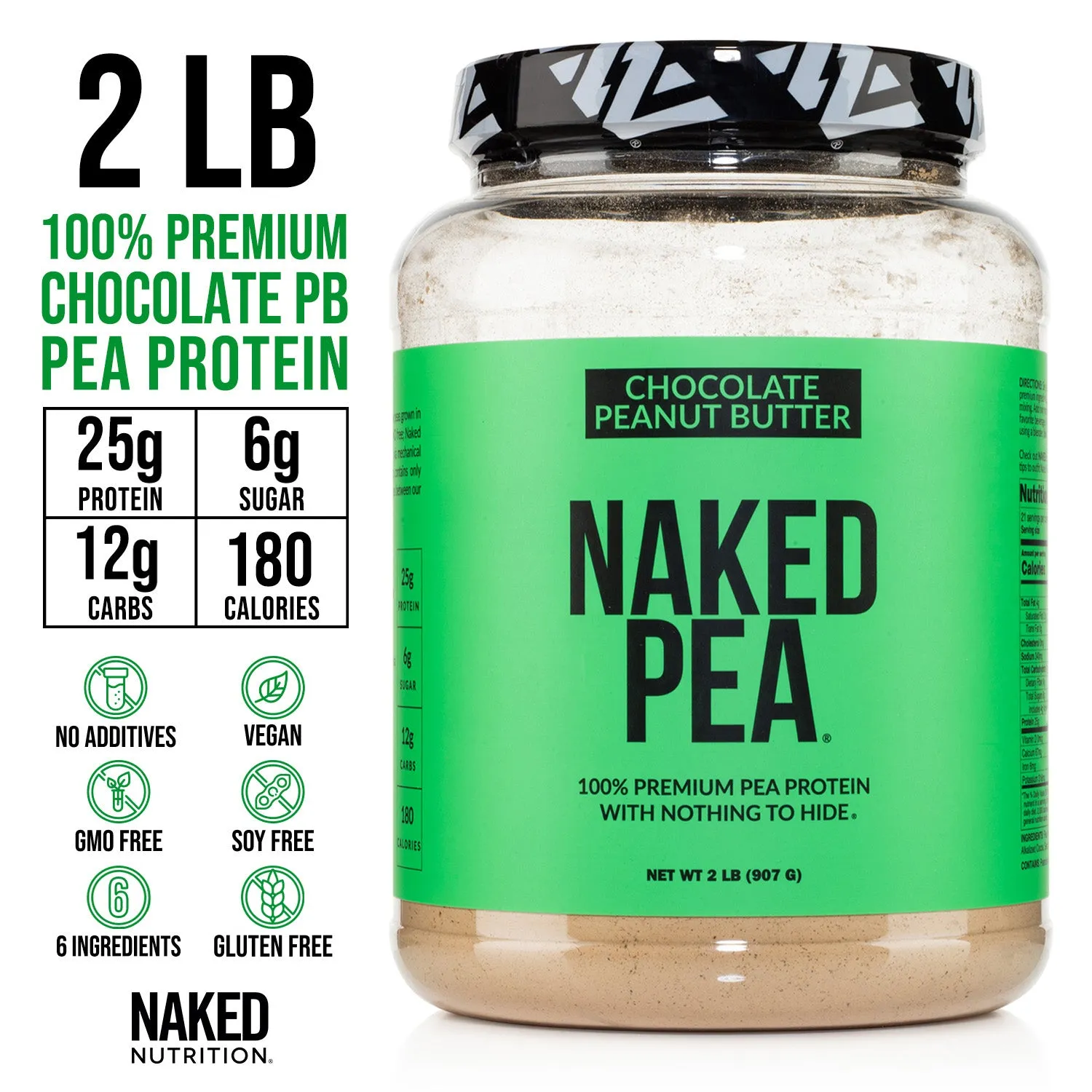 Chocolate Peanut Butter Pea Protein Powder | Naked Pea - 2LB
