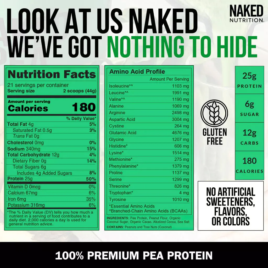 Chocolate Peanut Butter Pea Protein Powder | Naked Pea - 2LB