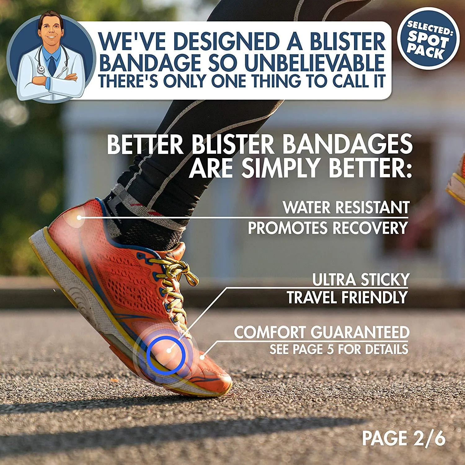 Dr. Frederick's Original Better Blister Bandages - 10 ct Spot Pack -- for Rapid Blister Prevention & Recovery