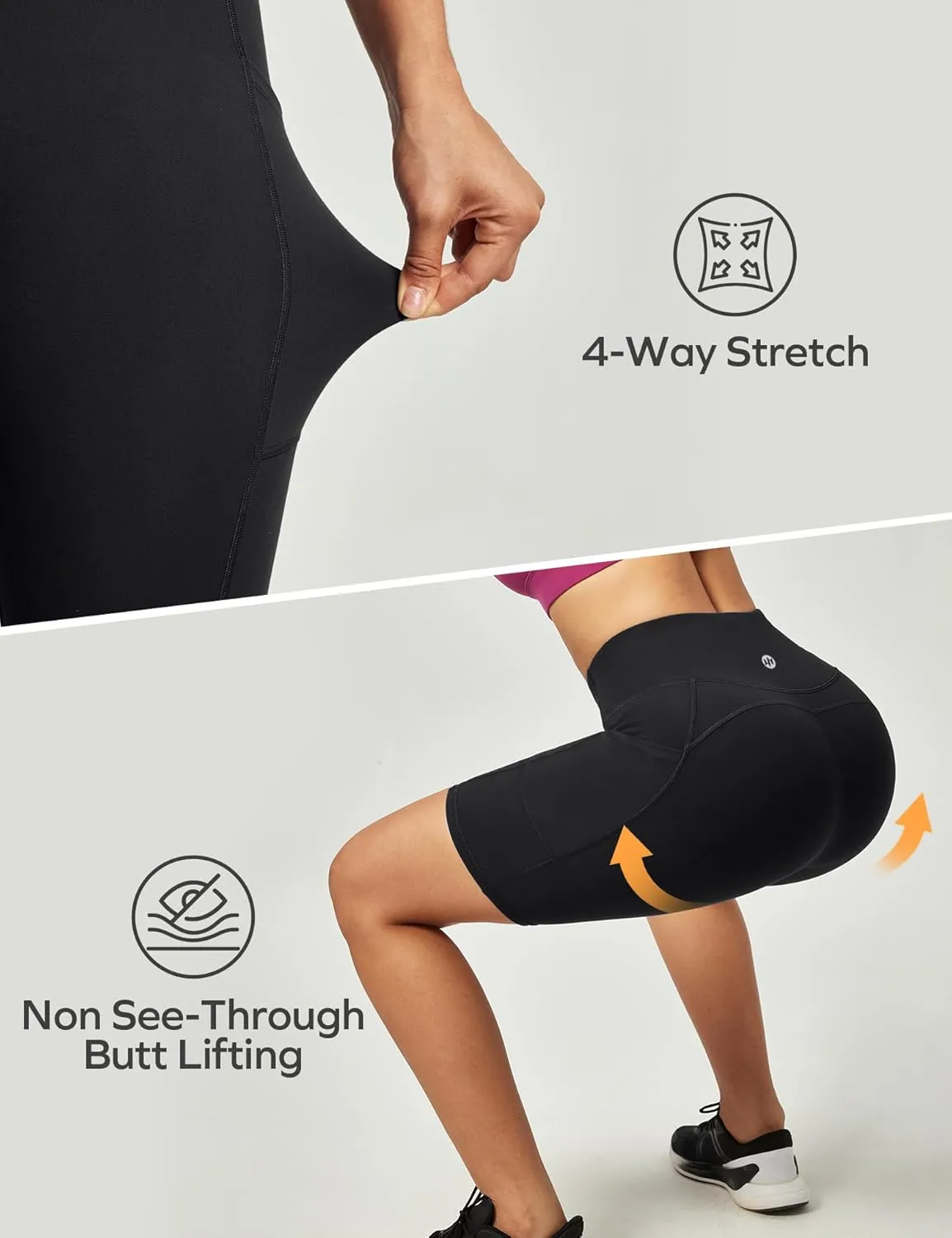 Ewedoos Biker Shorts Women Tummy Control Workout Shorts with 3 Pockets High Waisted Compression Gym Running Yoga Shorts Women