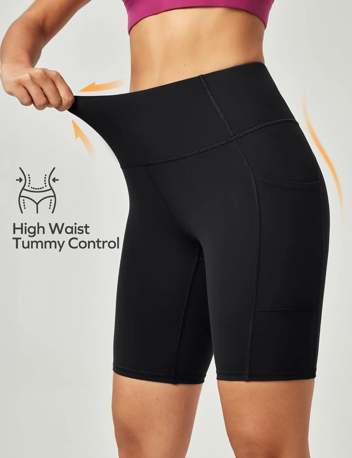 Ewedoos Biker Shorts Women Tummy Control Workout Shorts with 3 Pockets High Waisted Compression Gym Running Yoga Shorts Women