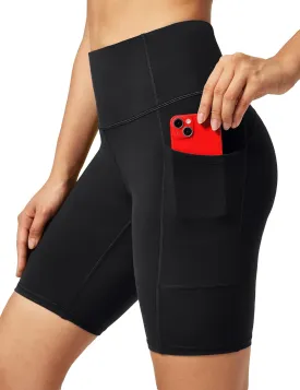 Ewedoos Biker Shorts Women Tummy Control Workout Shorts with 3 Pockets High Waisted Compression Gym Running Yoga Shorts Women