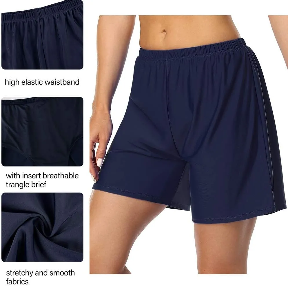 Firpearl Women's Swim Board Shorts UPF 50  Sport Boyleg Swim Trunk Swimsuit Bottoms