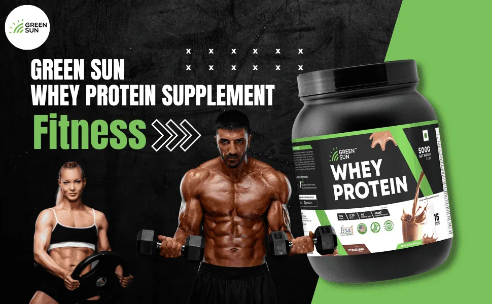 Green Sun Whey Protein with Free Protein Shaker | 1Kg | Tasty Chocolate | Sugar Free | Low Carb | Free Shaker | Pure Whey | Gold Standard | Digestive Enzymes | Enriched with BCAA |Certified GMP