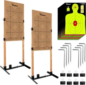 Highwild Adjustable Target Stand Base for Paper Shooting Cardboard Silhouette H Shape Stand Base for Shooting Range 1x2 Wooden Target Station Setup - 2 Pack