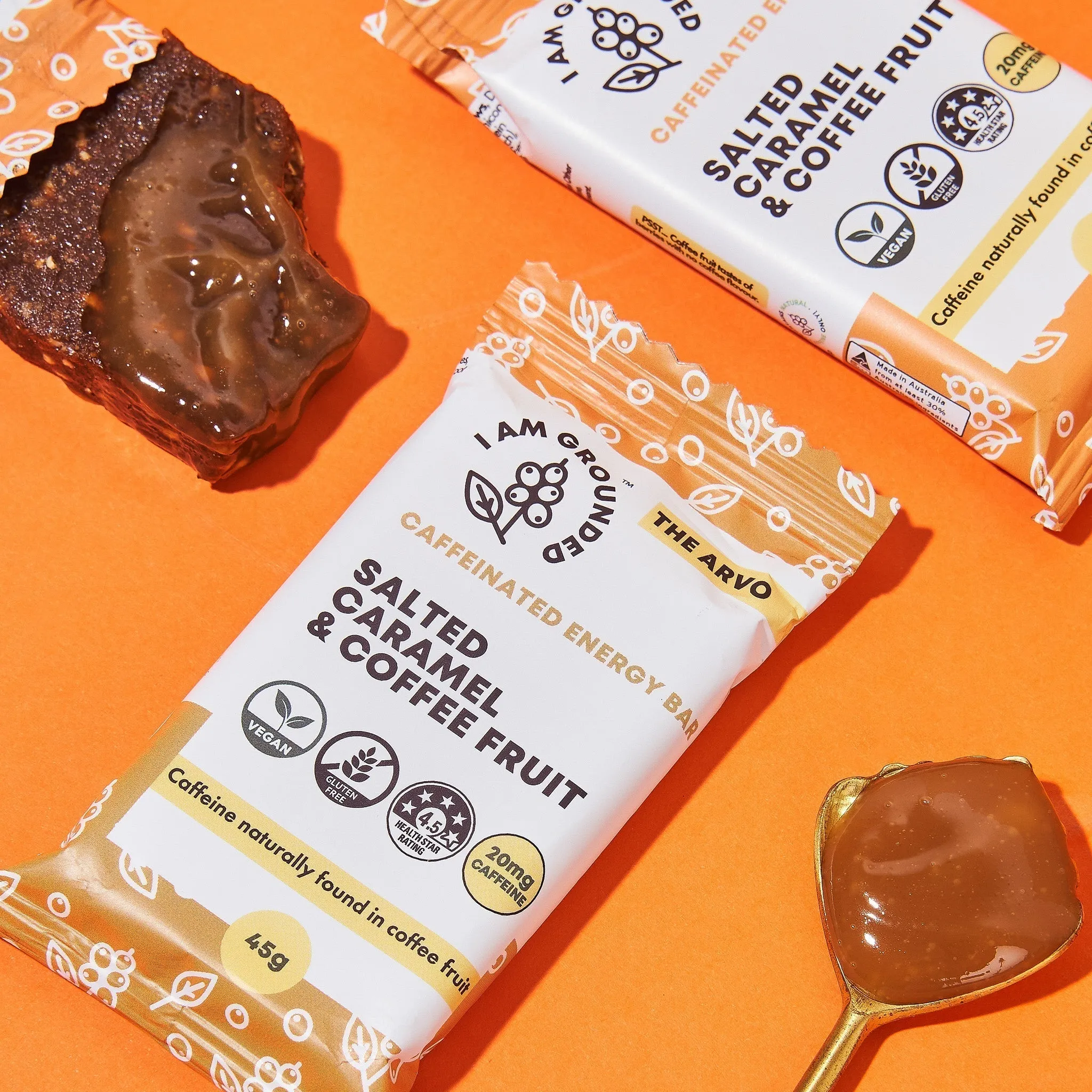 I Am Grounded THE ARVO- Salted Caramel & Coffee Fruit Box (V) (GF) - 1/2 Pallet (384 Boxes x 10 Packs)
