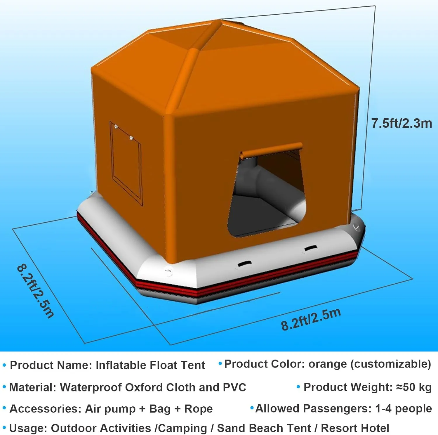 Inflatable Floating Tent Easy Set Up Camping Tent Fishing Raft Boat for Pool Lake Calm Waters