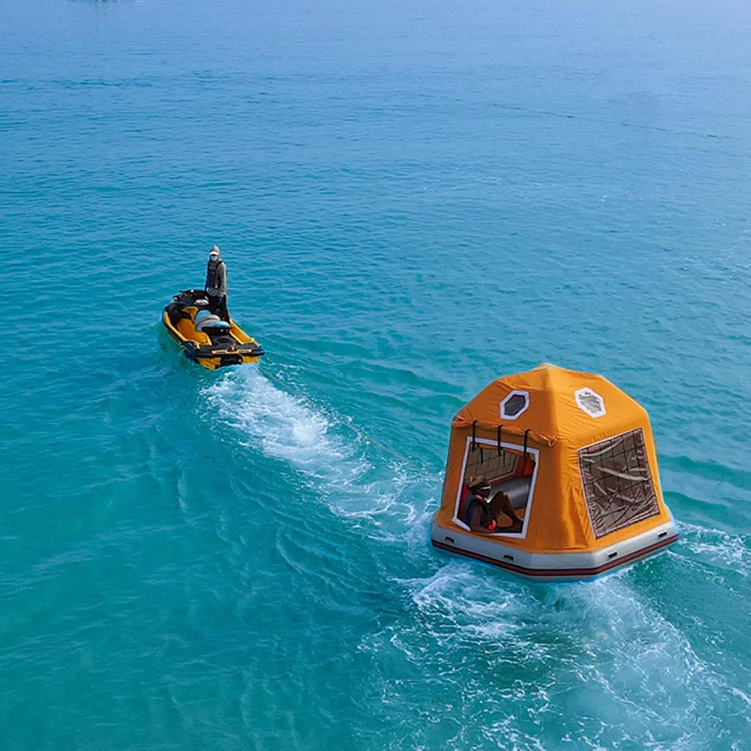 Inflatable Floating Tent Easy Set Up Camping Tent Fishing Raft Boat for Pool Lake Calm Waters