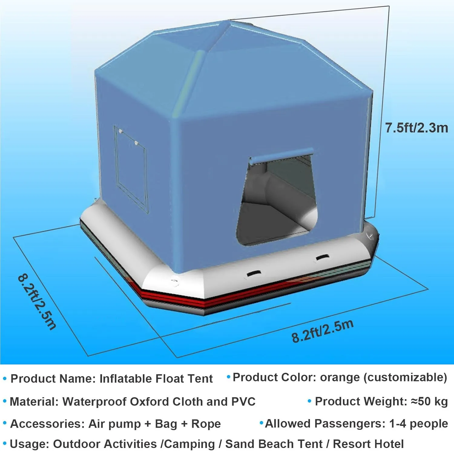 Inflatable Floating Tent Family Camping Shoal Water Raft Tent Inflatable Fishing Boat