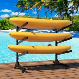 Kayak Storage Rack, Heavy Duty Adjustable Stand, Wide Anti-Tip Base, Sturdy Metal Frame for Indoor Outdoor Garage Storage, Space Saving Kayak Rack for Kayaks,Canoes,Surfboards,Paddleboards
