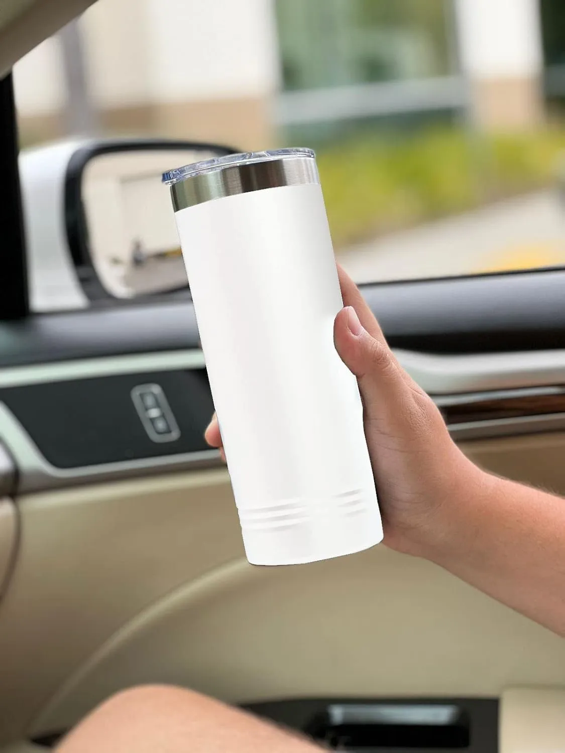 LaserGram 22oz Vacuum Insulated Skinny Tumbler, Cricket Player, Personalized Engraving Included (White)