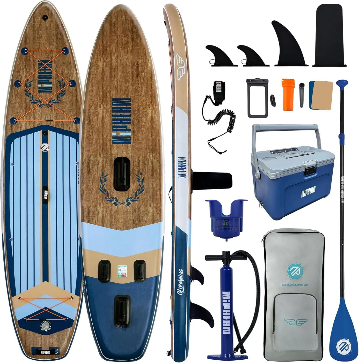 Niphean (Extra Large) Inflatable Paddle Board, SUP for 2 1 People/Family and 4-Layer Insulated Paddle Board Cooler Box