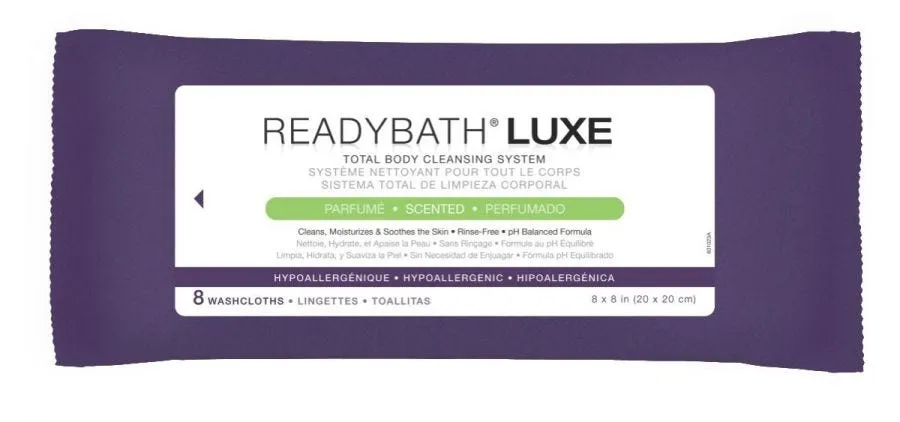 ReadyBath LUXE Total Body Cleansing Heavyweight Washcloths, Scented, 192 Count