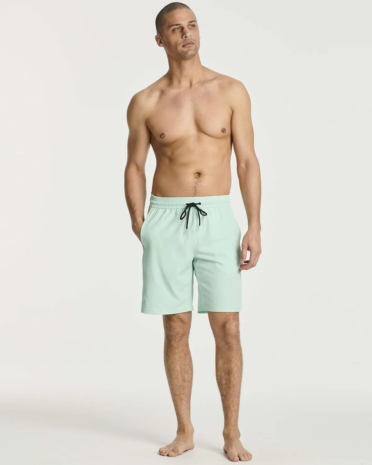 Real Essentials 3 Pack: Men's 9" Inch 2 in 1 Board Shorts with Compression Liner - Bathing Suit with Back Flap Pocket