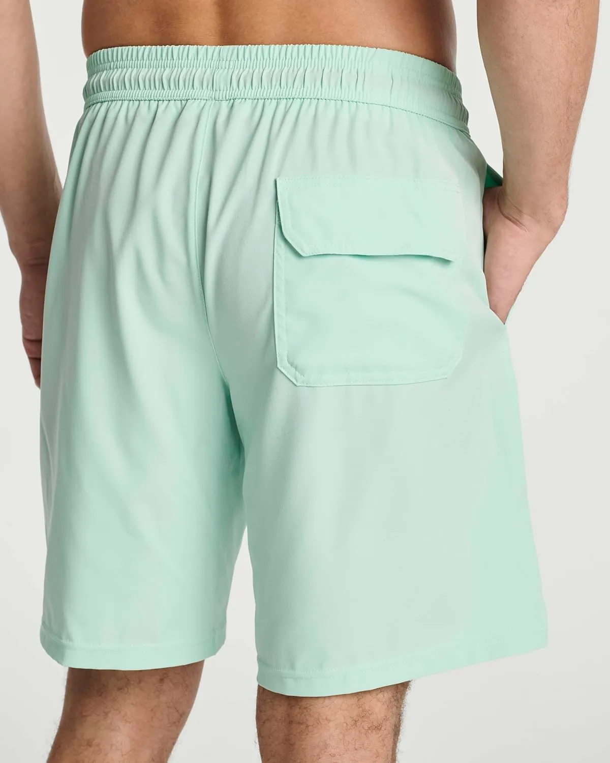 Real Essentials 3 Pack: Men's 9" Inch 2 in 1 Board Shorts with Compression Liner - Bathing Suit with Back Flap Pocket