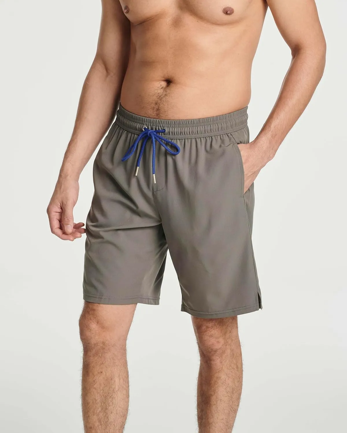 Real Essentials 3 Pack: Men's 9" Inch 2 in 1 Board Shorts with Compression Liner - Bathing Suit with Back Flap Pocket