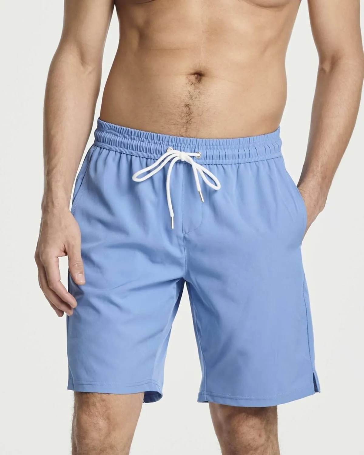 Real Essentials 3 Pack: Men's 9" Inch 2 in 1 Board Shorts with Compression Liner - Bathing Suit with Back Flap Pocket