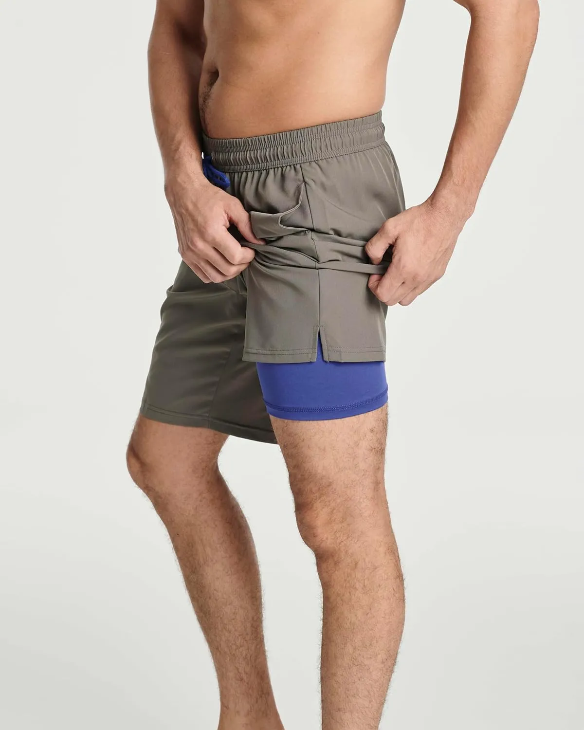 Real Essentials 3 Pack: Men's 9" Inch 2 in 1 Board Shorts with Compression Liner - Bathing Suit with Back Flap Pocket
