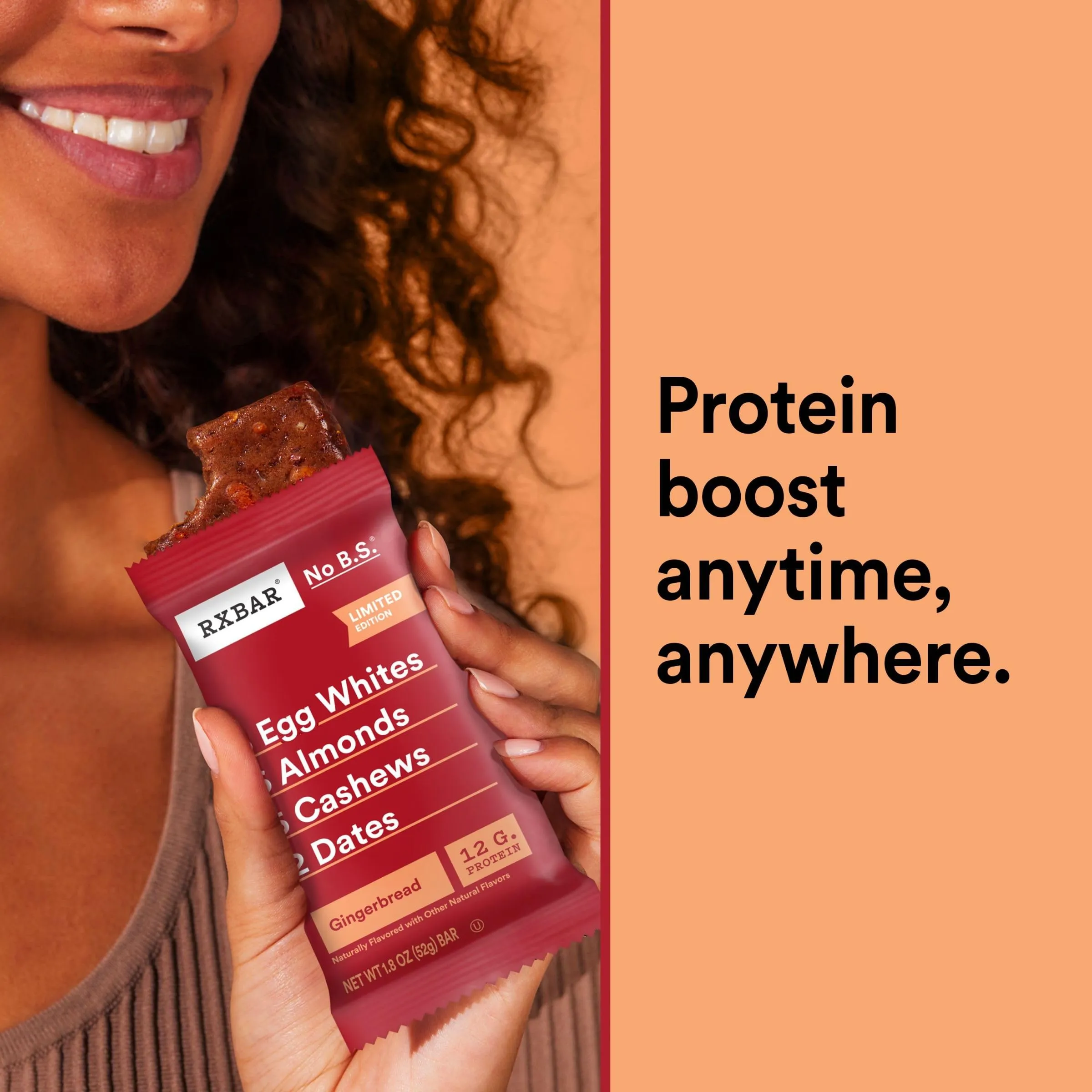 RXBAR Protein Bars, Protein Snack, Snack Bars, Gingerbread, 22oz Box (12 Bars)