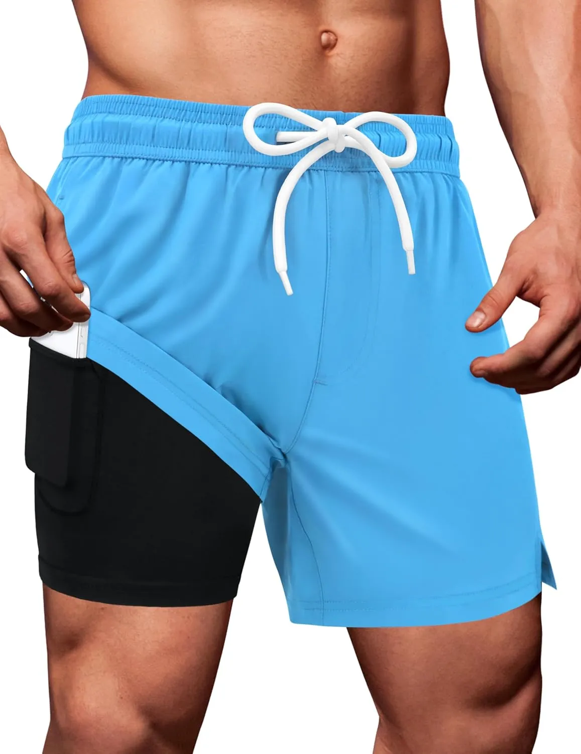 Sarfel Mens Swim Trunks 5 Inch Mens Bathing Suit with Compression Liner Men's Board Shorts Men's Swimwear Quick Dry Swimsuit