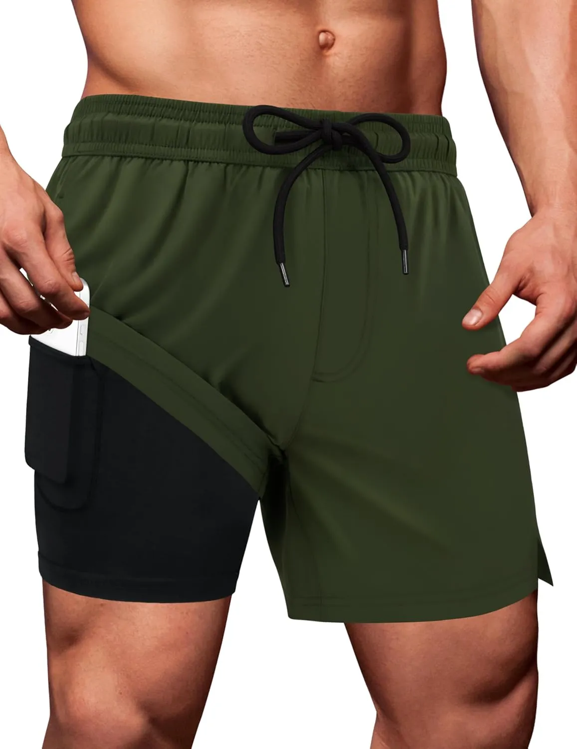 Sarfel Mens Swim Trunks 5 Inch Mens Bathing Suit with Compression Liner Men's Board Shorts Men's Swimwear Quick Dry Swimsuit