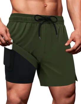 Sarfel Mens Swim Trunks 5 Inch Mens Bathing Suit with Compression Liner Men's Board Shorts Men's Swimwear Quick Dry Swimsuit
