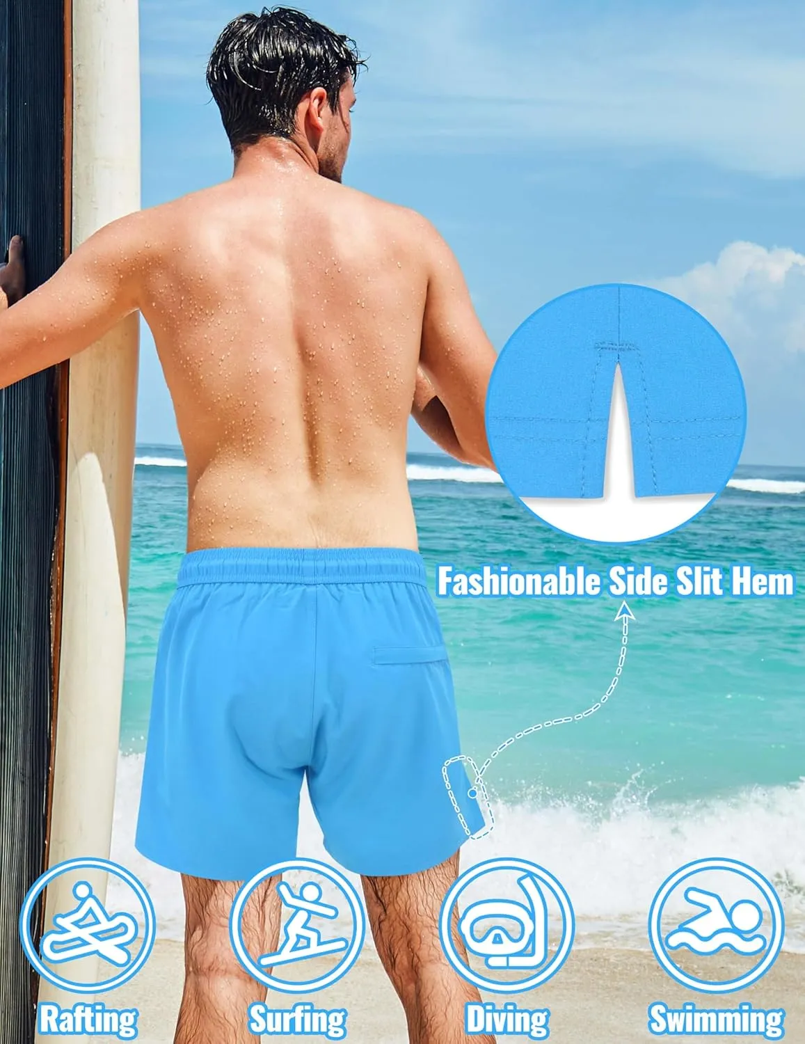Sarfel Mens Swim Trunks 5 Inch Mens Bathing Suit with Compression Liner Men's Board Shorts Men's Swimwear Quick Dry Swimsuit
