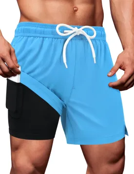 Sarfel Mens Swim Trunks 5 Inch Mens Bathing Suit with Compression Liner Men's Board Shorts Men's Swimwear Quick Dry Swimsuit