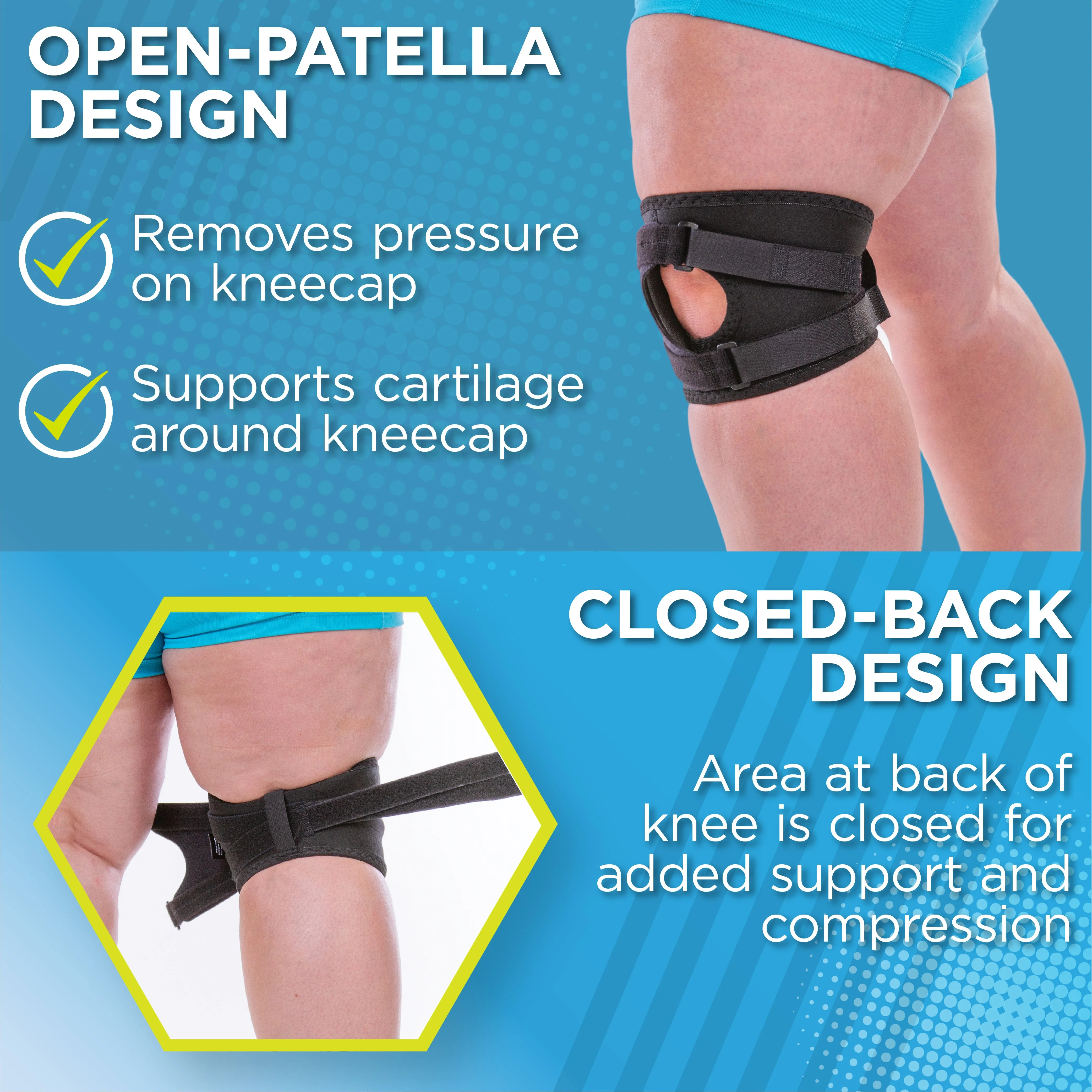 Short & Lightweight Patella Tracking Brace for Runner's Kneecap Pain, Dislocation & Subluxation