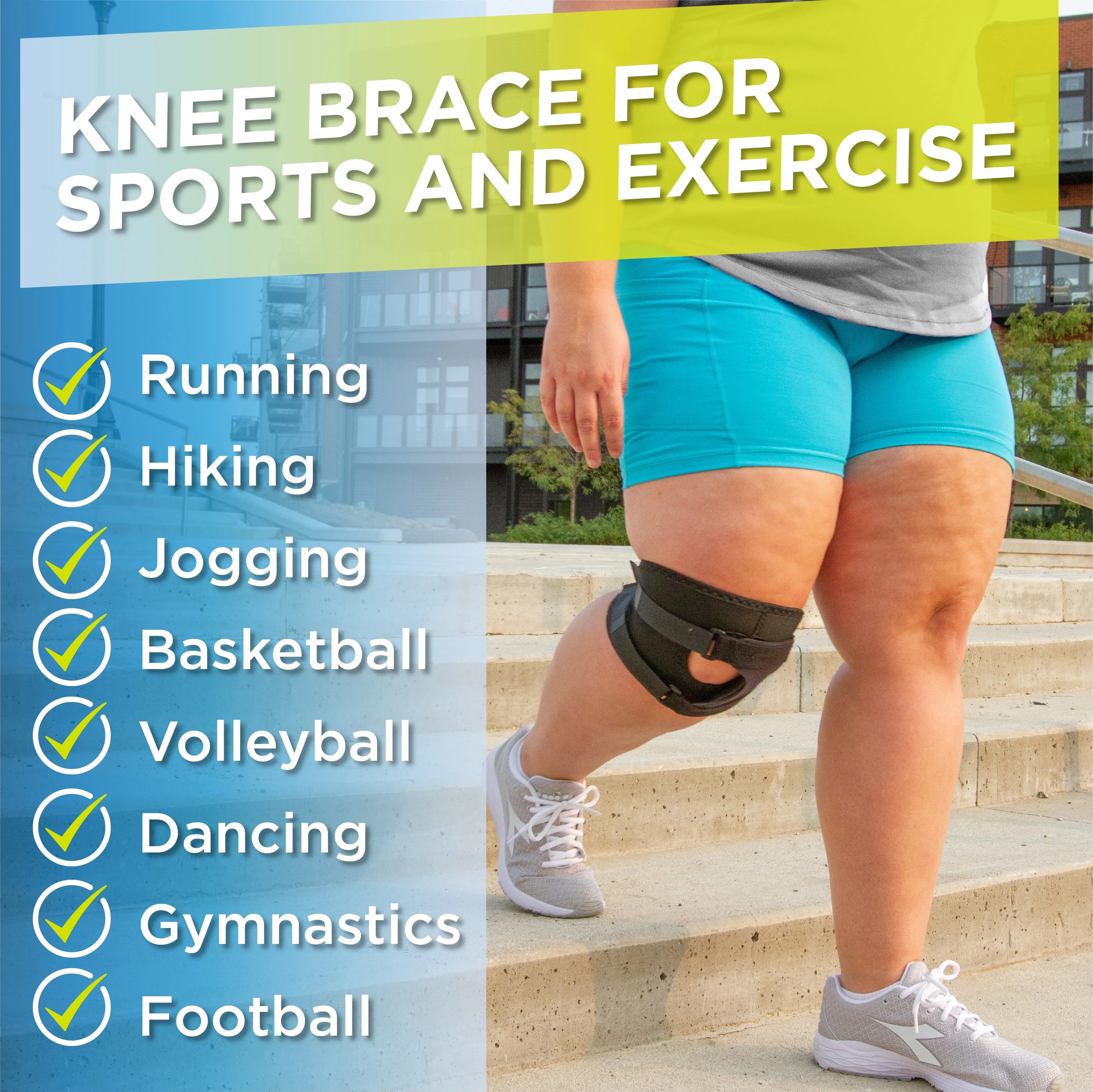 Short & Lightweight Patella Tracking Brace for Runner's Kneecap Pain, Dislocation & Subluxation
