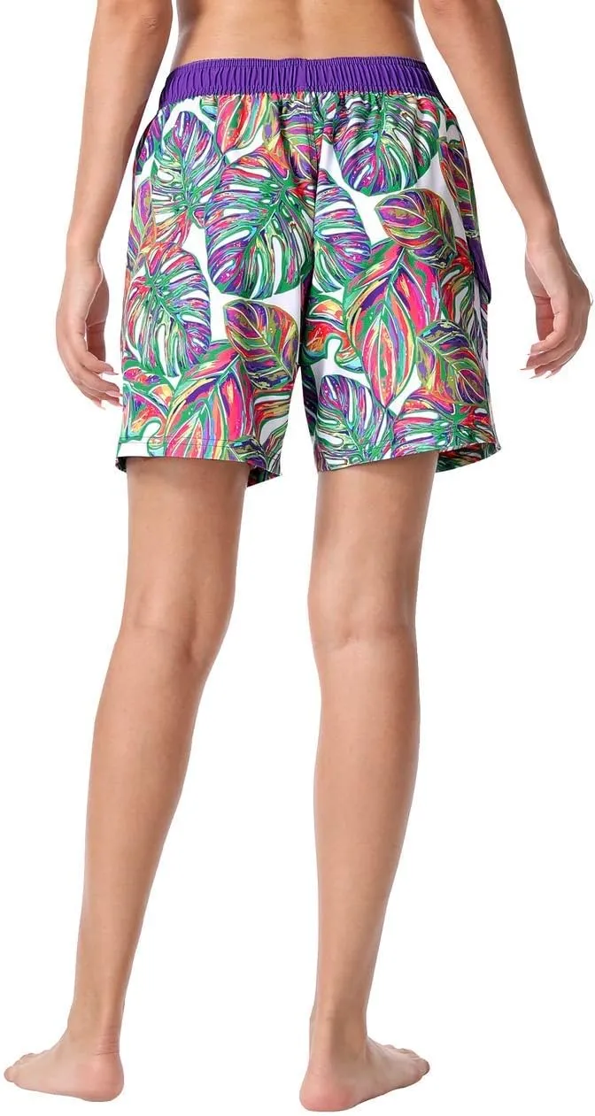 unitop Womens Bathing Boardshorts Swim Shorts Quick Dry with Lining