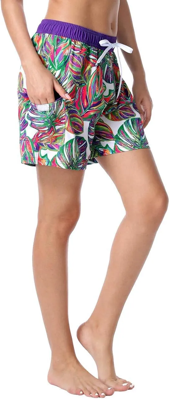 unitop Womens Bathing Boardshorts Swim Shorts Quick Dry with Lining