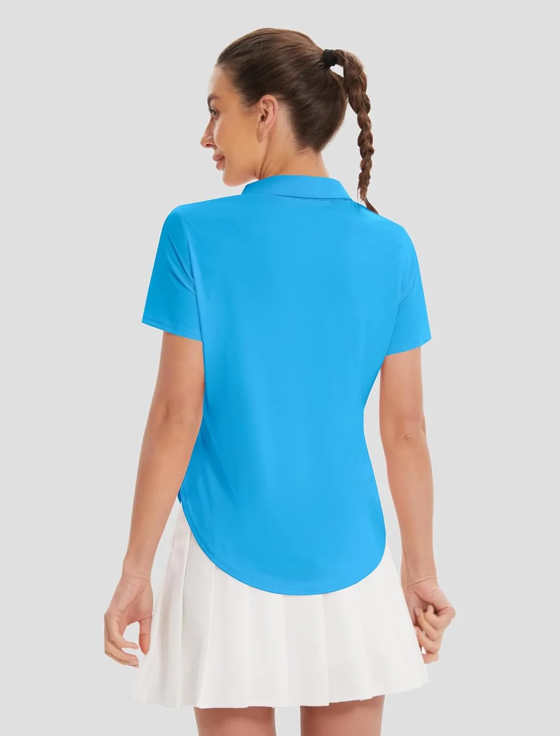 Women's Golf Polo Shirts UPF 50  Sun Protection 3-Button Short Sleeve Quick Dry Shirt Athletic Tennis Golf Tops