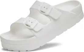 Women's Platform Sandals with Arch Support, Chunky Lightweight Foam Slip on Slides, Comfortable Summer Beach Sandals with Adjustable Buckle