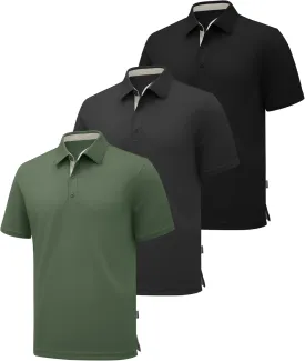 ZITY 3 Pack Polo Shirts for Men Short Sleeve Moisture Wicking T Shirt Business Casual Mens Golf Shirts Collared T-Shirts